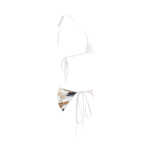 Original luxury bikini edition : white and wild pink 60s inspired art collection Custom Bikini Swimsuit