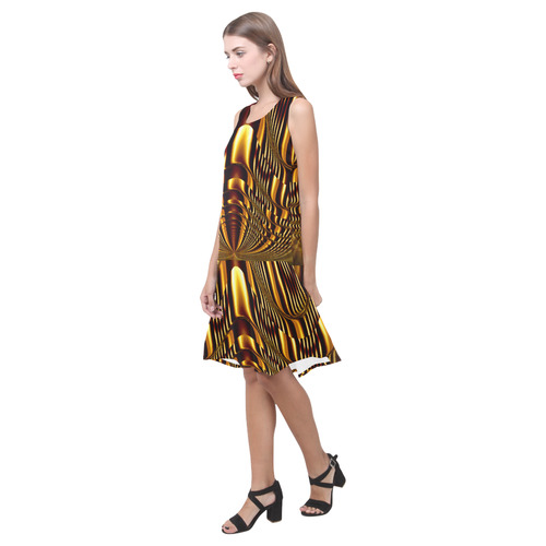 Golden Light Cup Sleeveless Splicing Shift Dress(Model D17)