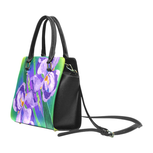 Purple Iris Diagonal Rainbow Classic Shoulder Handbag (Model 1653)