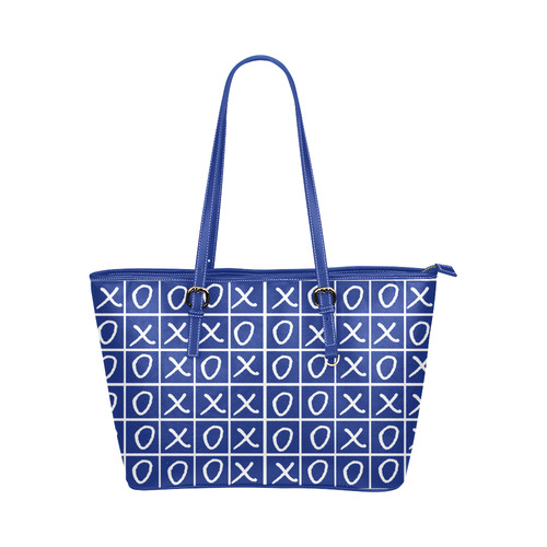 OXO Game - Noughts and Crosses Leather Tote Bag/Small (Model 1651)