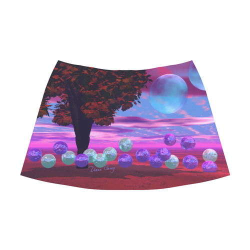 Bubble Garden, Abstract Rose  Azure Wisdom Mnemosyne Women's Crepe Skirt (Model D16)