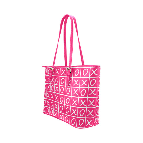 OXO Game - Noughts and Crosses Leather Tote Bag/Small (Model 1651)