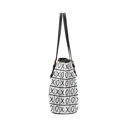 OXO Game - Noughts and Crosses Leather Tote Bag/Small (Model 1651)