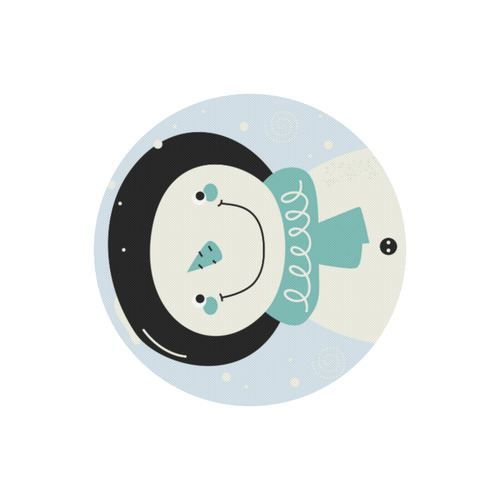 Cute designers circle - art Mouse Pad edition with Snowman / black and soft blue Round Mousepad