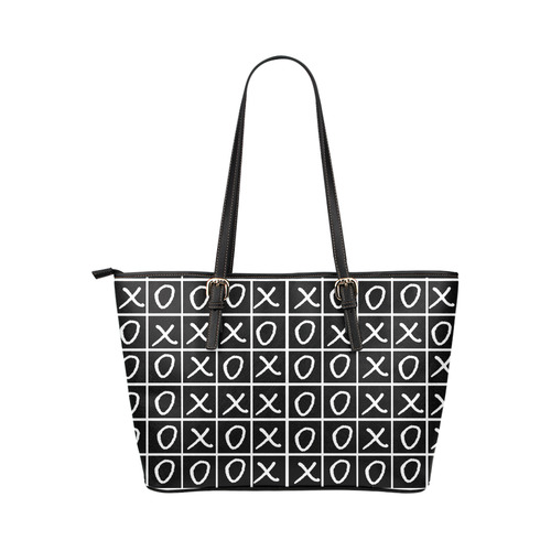 OXO Game - Noughts and Crosses Leather Tote Bag/Large (Model 1651)
