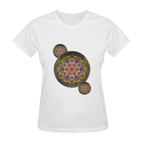 K107 Bronze / Golden Medallion Shield Sunny Women's T-shirt (Model T05)