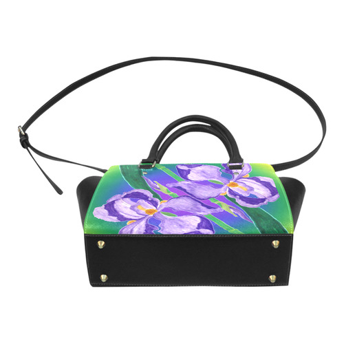 Purple Iris Diagonal Rainbow Classic Shoulder Handbag (Model 1653)
