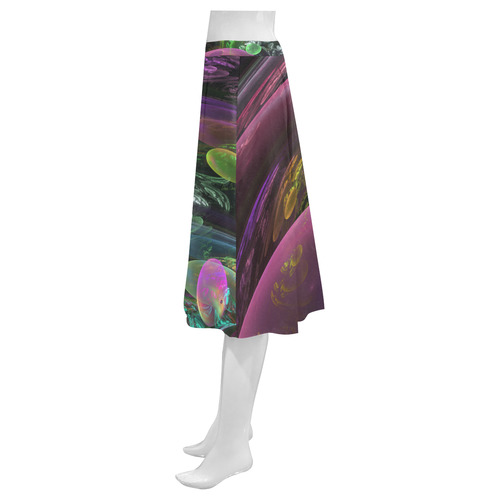 Creation of the Rainbow Galaxy, Abstract Rainbow Mnemosyne Women's Crepe Skirt (Model D16)