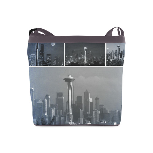 Grey Seattle Space Needle Collage Crossbody Bags (Model 1613)