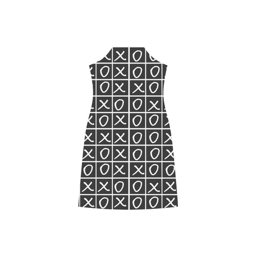 OXO Game - Noughts and Crosses V-Neck Open Fork Long Dress(Model D18)