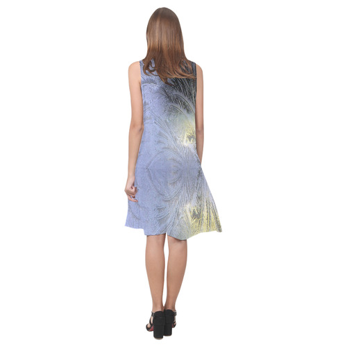 Iceflower macro Sleeveless Splicing Shift Dress(Model D17)