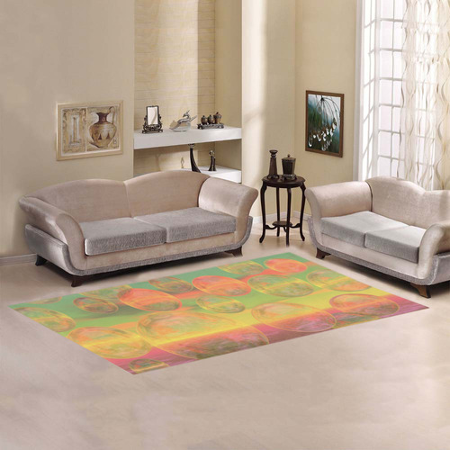 Autumn Ruminations, Abstract Gold Rose Glory Area Rug 7'x3'3''