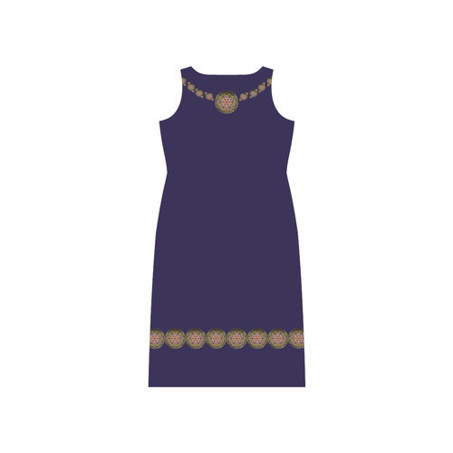 K107 Bronze / Golden Medallion Shield Phaedra Sleeveless Open Fork Long Dress (Model D08)
