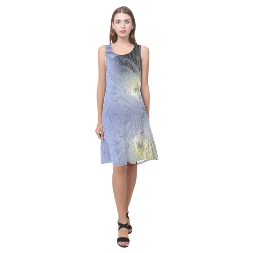 Iceflower macro Sleeveless Splicing Shift Dress(Model D17)