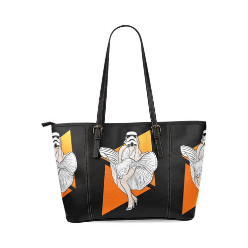 Be a trooper Leather Tote Bag/Large (Model 1640)