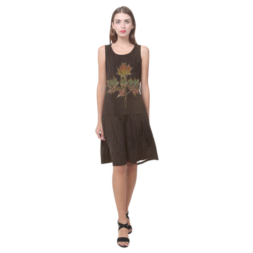 Leather-Look Thanksgiving Sleeveless Splicing Shift Dress(Model D17)