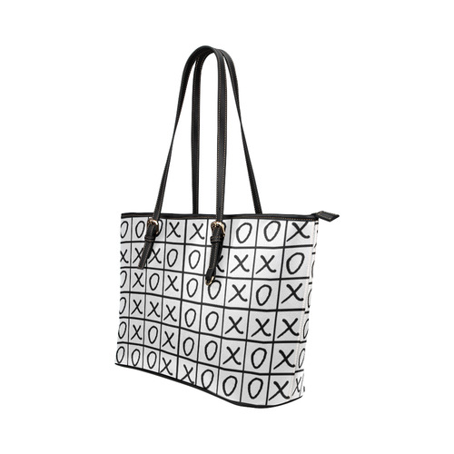 OXO Game - Noughts and Crosses Leather Tote Bag/Small (Model 1651)