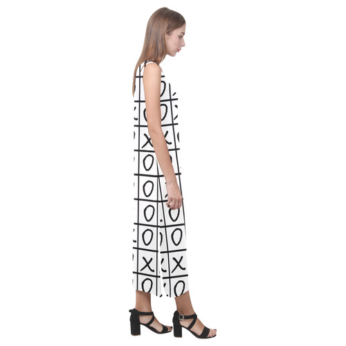 OXO Game - Noughts and Crosses Phaedra Sleeveless Open Fork Long Dress (Model D08)