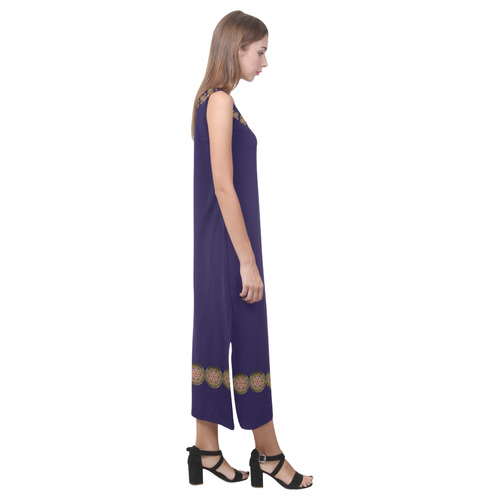 K107 Bronze / Golden Medallion Shield Phaedra Sleeveless Open Fork Long Dress (Model D08)