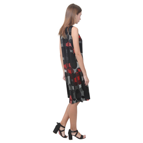 black gray redf 23 Sleeveless Splicing Shift Dress(Model D17)