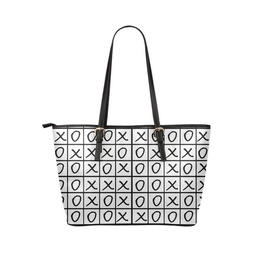 OXO Game - Noughts and Crosses Leather Tote Bag/Small (Model 1651)