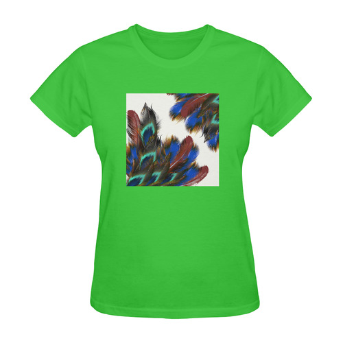 Nice green peacock designers T-Shirt : New collection 2016 Sunny Women's T-shirt (Model T05)