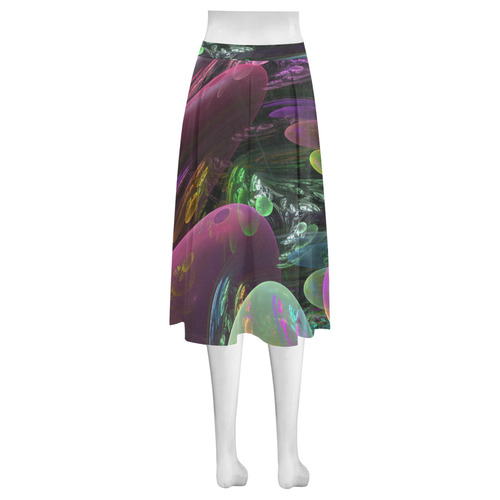 Creation of the Rainbow Galaxy, Abstract Rainbow Mnemosyne Women's Crepe Skirt (Model D16)