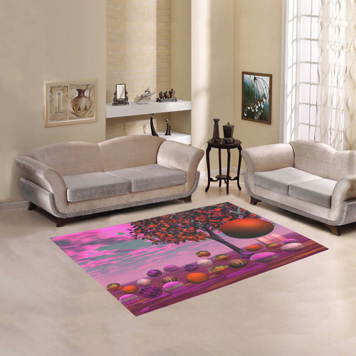 Bittersweet Opinion, Abstract Raspberry Maple Tree Area Rug 5'3''x4'