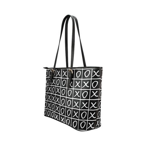OXO Game - Noughts and Crosses Leather Tote Bag/Small (Model 1651)