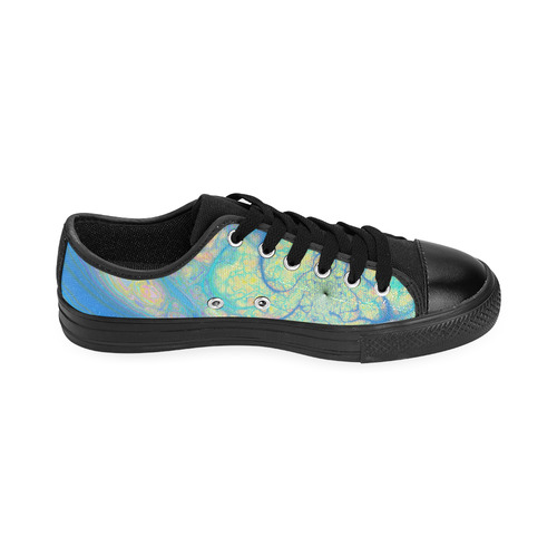 Blue Angel, Abstract Cosmic Azure Lemon Canvas Women's Shoes/Large Size (Model 018)