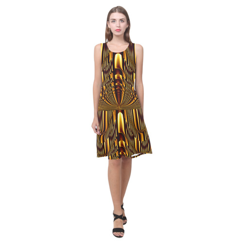 Golden Light Cup Sleeveless Splicing Shift Dress(Model D17)