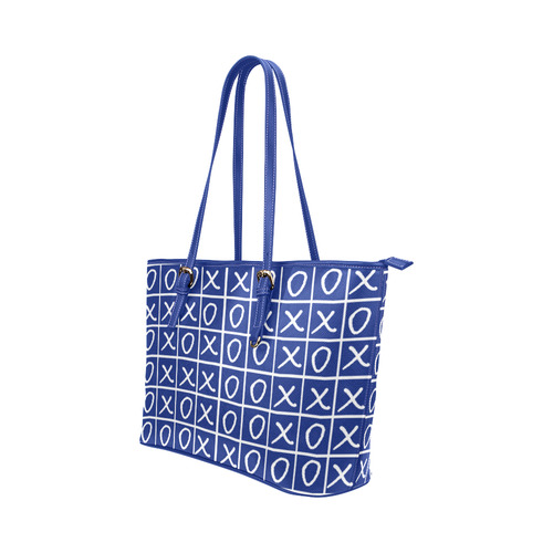 OXO Game - Noughts and Crosses Leather Tote Bag/Small (Model 1651)