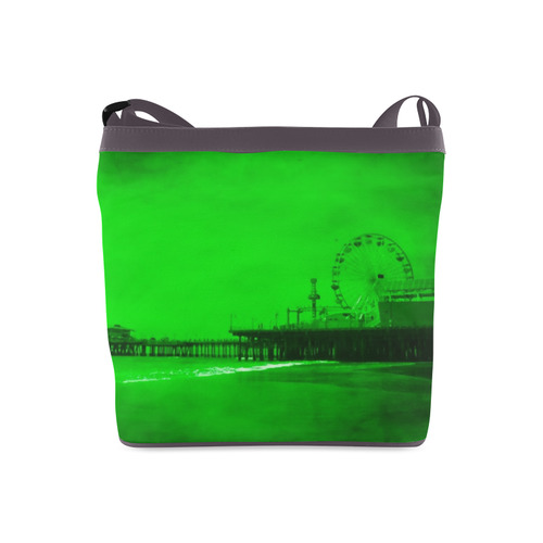 Ghostly Green Santa Monica Pier Crossbody Bags (Model 1613)