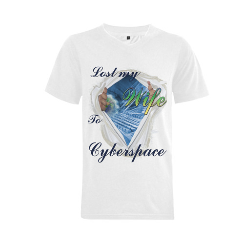 Lost my wife to Cyberspace Men's V-Neck T-shirt  Big Size(USA Size) (Model T10)