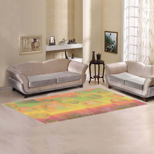 Autumn Ruminations, Abstract Gold Rose Glory Area Rug 9'6''x3'3''
