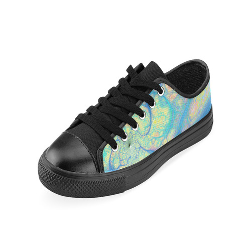 Blue Angel, Abstract Cosmic Azure Lemon Canvas Women's Shoes/Large Size (Model 018)