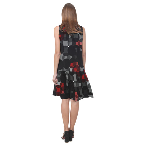 black gray redf 23 Sleeveless Splicing Shift Dress(Model D17)