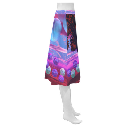 Bubble Garden, Abstract Rose  Azure Wisdom Mnemosyne Women's Crepe Skirt (Model D16)