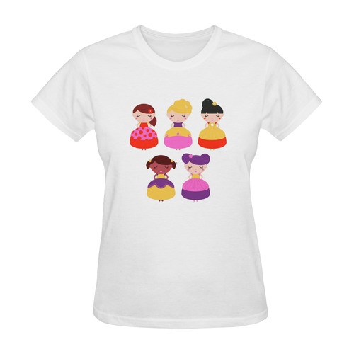 T-Shirt with hand-drawn Princess : cute designers edition. Unique hand-drawn original Art Sunny Women's T-shirt (Model T05)