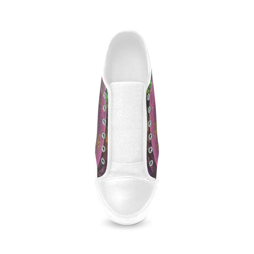 Creation of the Rainbow Galaxy, Abstract Rainbow Women's Canvas Zipper Shoes/Large Size (Model 001)
