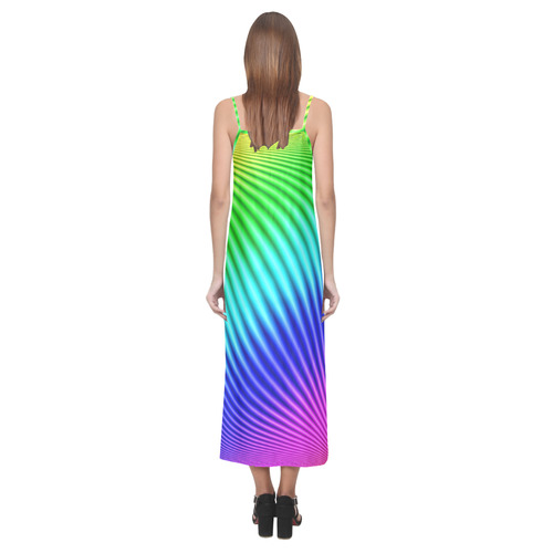 Rainbow V-Neck Open Fork Long Dress(Model D18)