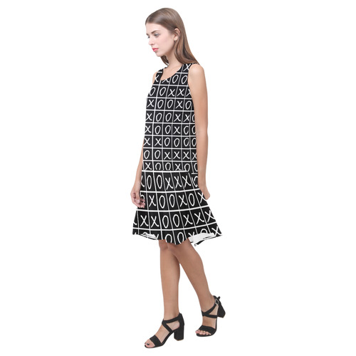 OXO Game - Noughts and Crosses Sleeveless Splicing Shift Dress(Model D17)