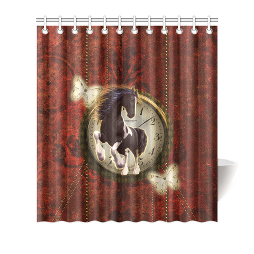 Wonderful horse on a clock Shower Curtain 66"x72"
