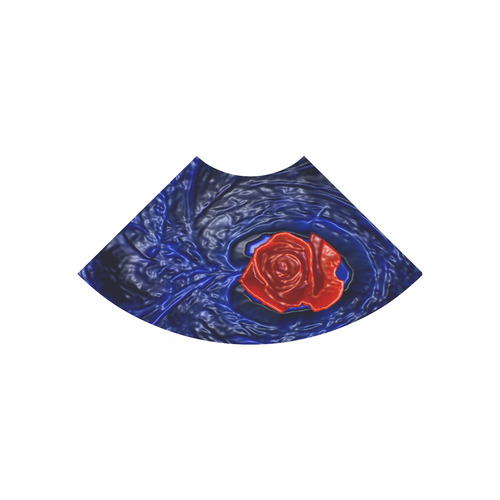 Blue fractal heart with red rose in plastic Atalanta Casual Sundress(Model D04)