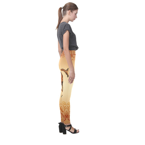 Cute giraffe with young giraffe Cassandra Women's Leggings (Model L01)