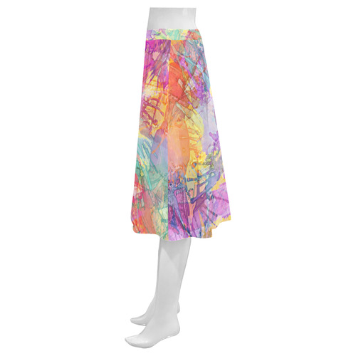 Watercolor Painting Splashes Pastel Multicolored Mnemosyne Women's Crepe Skirt (Model D16)