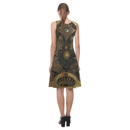 Rusty vintage steampunk metal gears and pipes Atalanta Casual Sundress(Model D04)