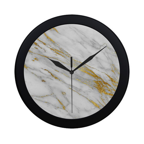 italian Marble, white and gold Circular Plastic Wall clock