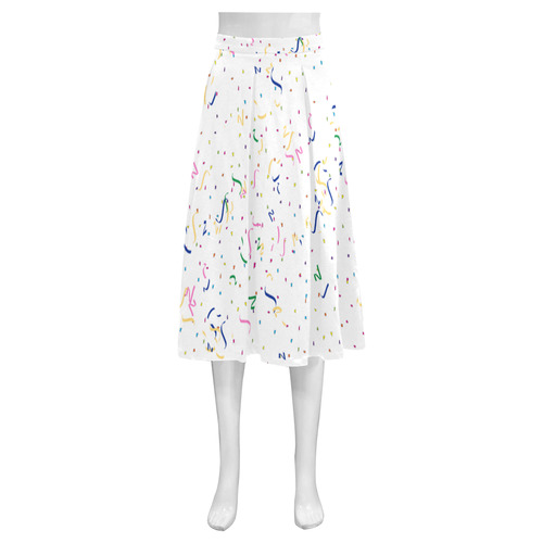 Confetti and  Party Streamers Mnemosyne Women's Crepe Skirt (Model D16)