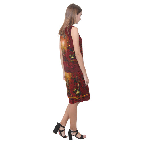 Wonderful floral design, vintage Sleeveless Splicing Shift Dress(Model D17)